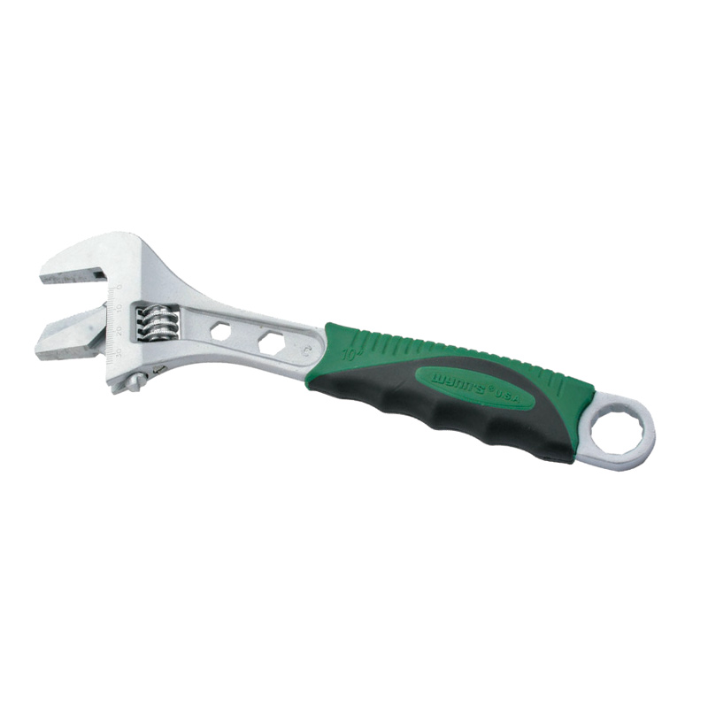 Multifunctional large opening plastic handle adjustable wrench